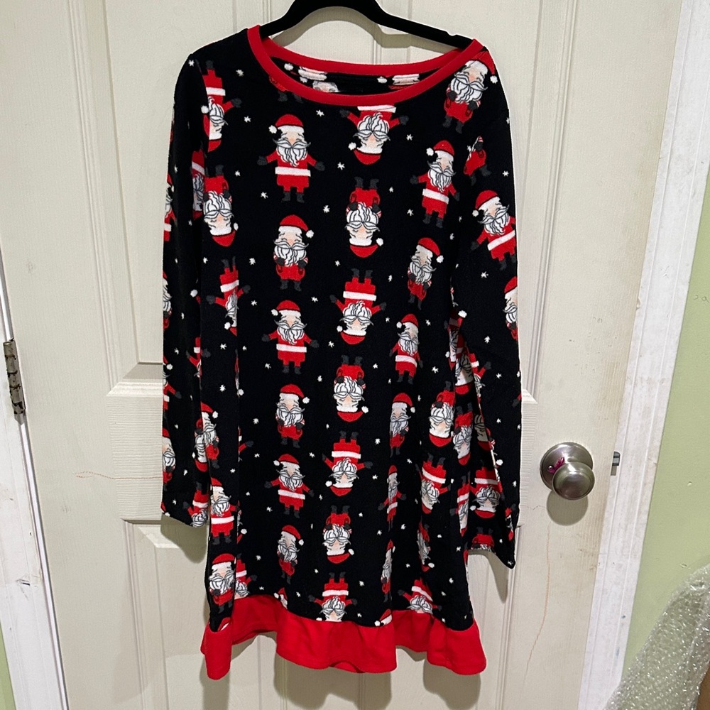 Holiday Kitten Print Sleep Dress - Black & Red Christmas Nightgown